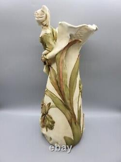 Royal Dux Bohemia 14 Lady Goddess Vase Triangle Signed 1860-1904 Retro Antique