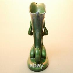 Royal Haeger vintage cornucopia green hugging female Art Nouveau nymph VASE tag