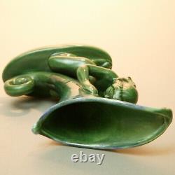 Royal Haeger vintage cornucopia green hugging female Art Nouveau nymph VASE tag