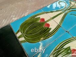 SET OF 10 RECLAIMED FIRE TILES ART NOUVEAU AND GREEN TILES Ref M2250