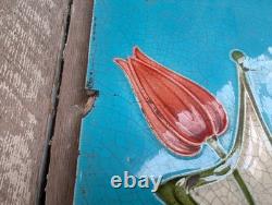 SET OF 10 RECLAIMED FIRE TILES ART NOUVEAU AND GREEN TILES Ref M2250