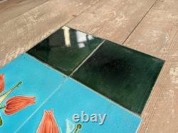 SET OF 10 RECLAIMED FIRE TILES ART NOUVEAU AND GREEN TILES Ref M2250