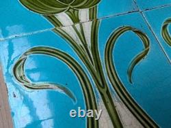 SET OF 10 RECLAIMED FIRE TILES ART NOUVEAU AND GREEN TILES Ref M2250