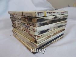 SET x 10 ART NOUVEAU FIREPLACE TILES RELIEF MOULDED ANTIQUE STYLISED FLORAL