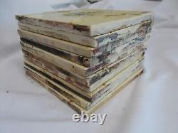SET x 10 ART NOUVEAU FIREPLACE TILES RELIEF MOULDED ANTIQUE STYLISED FLORAL