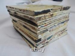 SET x 10 ART NOUVEAU FIREPLACE TILES RELIEF MOULDED ANTIQUE STYLISED FLORAL