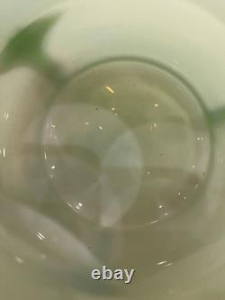 STUNNING ART NOUVEAU Kralik Green Tri Claw Art Glass Vase 4.75H