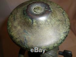 SUPERB ARTS & CRAFTS/ NOUVEAU LAMP BASE With DARK GREEN VERDIGRIS FROGSKIN FINISH