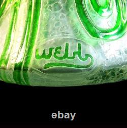 SUPERB, LARGE SIGNED THOMAS WEBB & Sons GREEN CAMEO ART NOUVEAU GLASS VASE