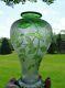 Saint Louis St Louis French Art Nouveau Green Glass Overlay Acid-etched Vase