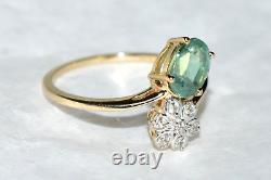 Sale! Rare Mint Green Kyanite Art Nouveau Daisy Flower 9ct Gold Band Ring L/6