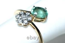 Sale! Rare Mint Green Kyanite Art Nouveau Daisy Flower 9ct Gold Band Ring L/6