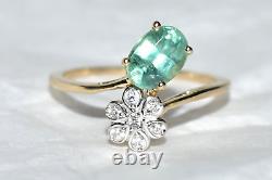 Sale! Stunning Rare Mint Green Kyanite Art Nouveau Daisy Flower Band Ring L/6