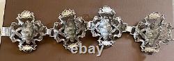 Scarce CINI Mythological Art Nouveau Green Man Sterling Sil. Bracelet 1.75 wide