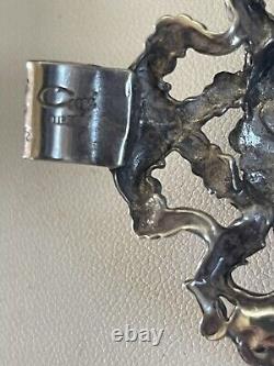 Scarce CINI Mythological Art Nouveau Green Man Sterling Sil. Bracelet 1.75 wide