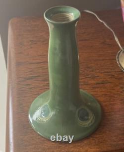 Scarce Example Of An Antique William Moorcroft Green Pottery Candlestick