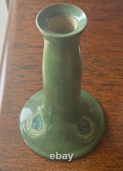 Scarce Example Of An Antique William Moorcroft Green Pottery Candlestick