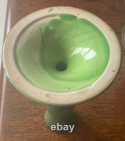 Scarce Example Of An Antique William Moorcroft Green Pottery Candlestick