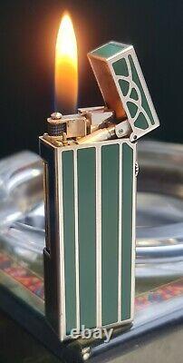 Scarce Newly Serviced + Warranty Dunhill Green Art Nouveau Rollagas Lighter