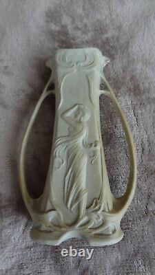 Schafer Vater German Bisque Green Jasperware Art Nouveau Maiden Bud Vase