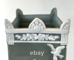 Schafer & Vater Green Jasperware Vase Art Nouveau German Antique