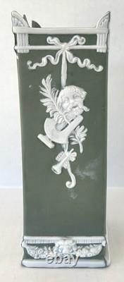 Schafer & Vater Green Jasperware Vase Art Nouveau German Antique