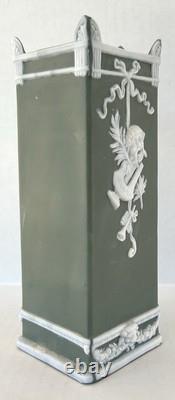 Schafer & Vater Green Jasperware Vase Art Nouveau German Antique
