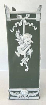 Schafer & Vater Green Jasperware Vase Art Nouveau German Antique