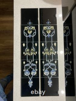 Set 10 New Fireplace Fire Victorian Art Nouveau Tiles Tile Set Green / Yellow 6