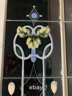 Set 10 New Fireplace Fire Victorian Art Nouveau Tiles Tile Set Green / Yellow 6