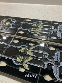 Set 10 New Fireplace Fire Victorian Art Nouveau Tiles Tile Set Green / Yellow 6