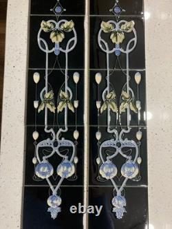 Set 10 New Fireplace Fire Victorian Art Nouveau Tiles Tile Set Green / Yellow 6