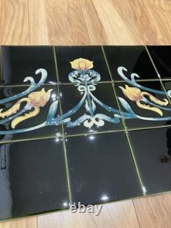 Set 30 New Victorian Art Nouveau Fireplace Hearth Splashback Tiles Deep Green