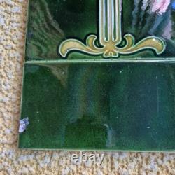 Set English Floral Art Nouveau Majolica Style Fireplace Tiles T & R Boote Ltd