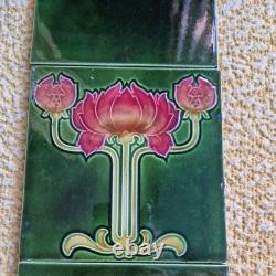 Set English Floral Art Nouveau Majolica Style Fireplace Tiles T & R Boote Ltd