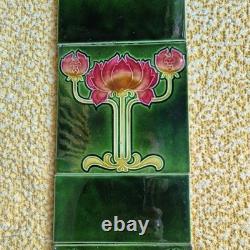 Set English Floral Art Nouveau Majolica Style Fireplace Tiles T & R Boote Ltd