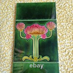 Set English Floral Art Nouveau Majolica Style Fireplace Tiles T & R Boote Ltd
