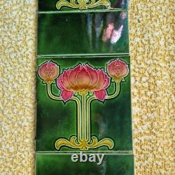 Set English Floral Art Nouveau Majolica Style Fireplace Tiles T & R Boote Ltd