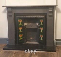 Set English Floral Art Nouveau Majolica Style Fireplace Tiles T & R Boote Ltd