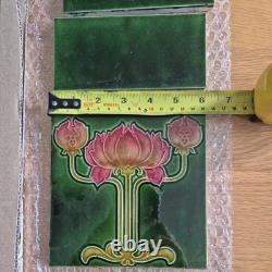 Set English Floral Art Nouveau Majolica Style Fireplace Tiles T & R Boote Ltd