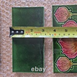 Set English Floral Art Nouveau Majolica Style Fireplace Tiles T & R Boote Ltd
