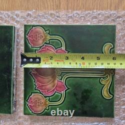 Set English Floral Art Nouveau Majolica Style Fireplace Tiles T & R Boote Ltd