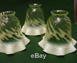 Set of 3 VASELINE/OPALESCENT LAMP SHADES