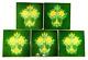 = Set Of 5 Art Nouveau Floral Majolica Tiles, Green W Yellow Fireplace Or Wall