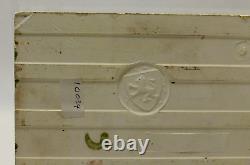 = Set of 5 Art Nouveau Floral Majolica Tiles, Green w Yellow Fireplace or Wall