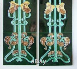 Set of Evening Primrose Pattern Antique Art Nouveau Fireplace Tiles Birmingham