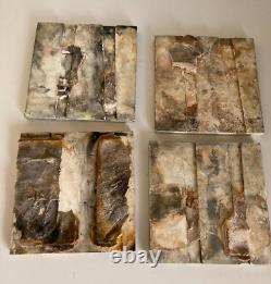 Set of Four 4 x Victorian / Art Nouveau Green Majolica Tiles