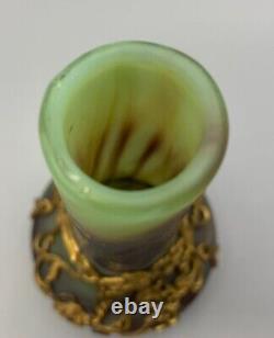 Sevres Glass Vase Lithyalin Agate Marbled Art Nouveau Ormolu Gilt Mount Bohemian