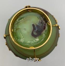 Sevres Glass Vase Lithyalin Agate Marbled Art Nouveau Ormolu Gilt Mount Bohemian