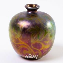 Signed Jacques Sicard Weller Vase Purple Green Yellow Iridescent Art Nouveau 5